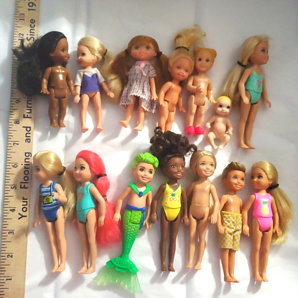 :Mixed 14pc Lot Barbie Mattel Little Sister Kelly chelsea & friends Dolls bundle